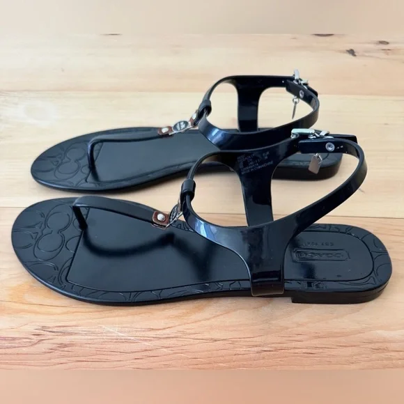 NWOB COACH Piccadilly Jelly Thong Iconic Embossed C Logo Flip Flop Sandals 9 - Picture 4 of 10
